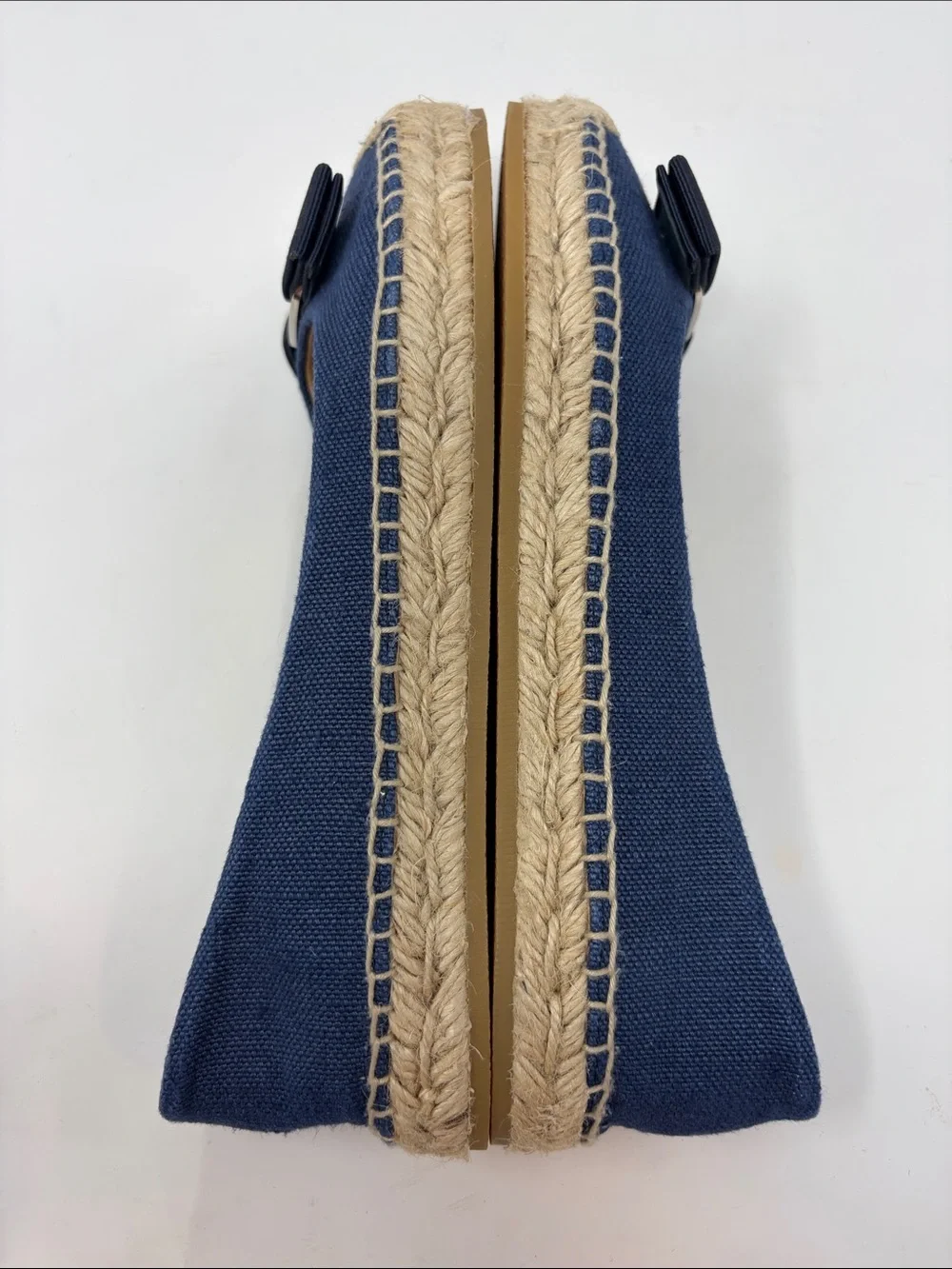 Salvadore Ferragamo Navy Canvas Espadrille Flats with Bow Accent Size 8
